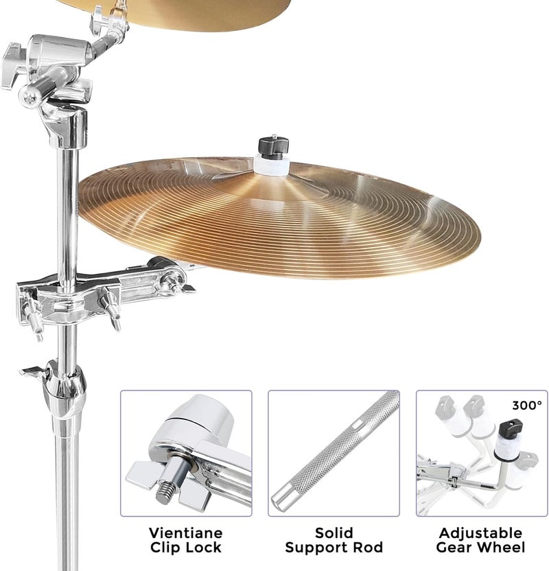 RANMING Drum Set Mounting Clamp Cymbal Stand Extension Arm L Cymbal Clamp for 8-12 Inch Splash Cymbals,Adjustable Cymbal Arm Fits 15-33mm Cymbal Stand, Drummer Beginner Percussion Accessories - Image 5